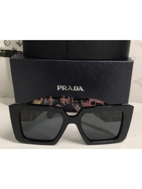 New Authentic Prada SPR23Y Symbole Square Sunglasses – Black & Pink